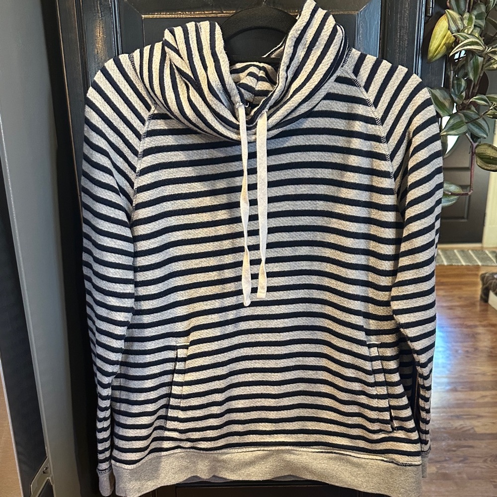 Old Navy Navy and White Striped Pullover Hoodie